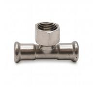 Home Range Westco 28mm X 28mm X 3/4" Stainless Steel Press Fit Tee - Water Pipe Connector With Female Thread Outlet (C X C X Fi)
