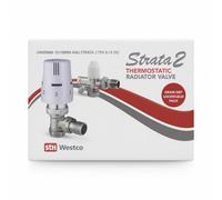 Home Range Westco Strata 2 Thermostatic Radiator Valve 15/10mm Angle Twin Pack With Drain Off & Lockshield Valve Set