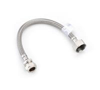 Home Range Westco Wras Approved 15mm X 3/4" X 30Cm Flexible Tap Connector - Braided Stainless Steel Flexi Hose With Brass Fittings For Taps