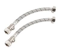 Home Range Westco Wras Approved 15mm X 3/4" X 30Cm Flexible Tap Connector With Isolating Valve - Stainless Steel Flexi Hose For Taps, Cistern