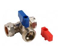 Home Range Wras 15mm X 15mm X 3/4" Washing Machine Tee Tap Chrome - Compression With Hot & Cold Handles