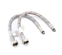 Home Range WRAS Approved M10 x 1/2" BSP Flexible Tap Connectors | Braided Stainless Steel Flexi Hose | 300mm | Kitchen & Bathroom Monobloc Mixer Taps | 2 Pack | 9 Lengths Available