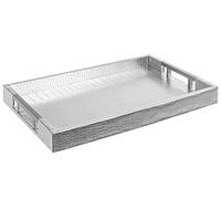 Home Redefined 18"x12" Serving Tray- Silver Beautiful Modern Elegant Decorative Tray with Metal Handles- Rectangle Ottoman Coffee Table Tray for All Occasion's Bathroom Room Decor