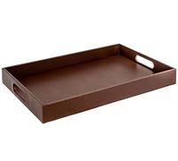 Home Redefined Beautiful Modern Elegant 18"x12" Rectangle Classic Brown Faux Leather Decorative Ottoman Coffee Table Perfume Living Room Kitchen Serving Tray with Handles for All Occasion's