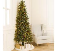 Home Republic Artifical Chstirmas Half Tree with Warm LED Lights & Red Berries in Emerald | Size: 180 cm x 45 cm Home Republic Emerald 180 cm x 45 cm