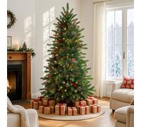 Home Republic Artificial Christmas Tree with Warm LED Lights, Red Berries & Acorns in Emerald | Size: 60 cm x 80 cm Home Republic Emerald 60 cm x 80 cm