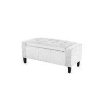 Home Republic Bijou Crushed Velvet Storage Seat Storage Ottomans in White | Size: 2 Seater Home Republic White 2 Seater