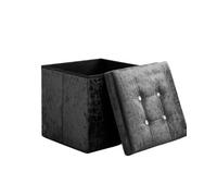 Home Republic Black Foldable Crushed Velvet Storage Ottoman One Seater