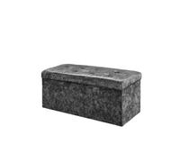 Home Republic Black Foldable Crushed Velvet Storage Ottoman Two Seater