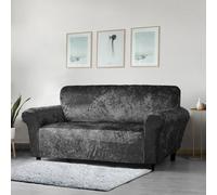 Home Republic Charcoal Crushed Velvet Stretch Fitted Sofa Cover Three Seater