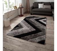 Home Republic Chevron Shaggy Rug - 60 x 110 - Grey