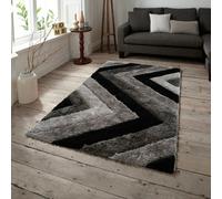 Home Republic Chevron Shaggy Rug - Grey