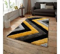 Home Republic Chevron Shaggy Rug - Ochre