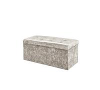 Home Republic Cream Foldable Crushed Velvet Storage Ottoman Two Seater
