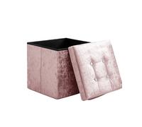 Home Republic Crushed Velvet Storage Ottoman - One Seater Blush