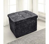 Home Republic Crushed Velvet Storage Ottoman - One Seater Charcoal