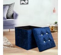 Home Republic Crushed Velvet Storage Ottoman - One Seater Navy