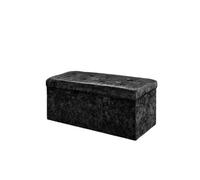 Home Republic Crushed Velvet Storage Ottoman - Two Seater Charcoal
