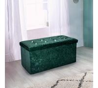 Home Republic Crushed Velvet Storage Ottoman - Two Seater Emerald