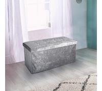 Home Republic Crushed Velvet Storage Ottoman - Two Seater Silver