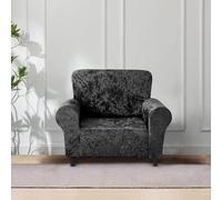 Home Republic Crushed Velvet Stretch Sofa Cover - Luxury Soft Polyester Sofa Cover with Straps for Snug Fit - Stylish Removable Stretch Cover Ideal for Living Room and Pets (Charcoal, 85x240)