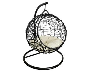 Home Republic Egg Chair Bohemian Rattan Weaving with Waterproof Cushion Cat,Swing Cat Bed Pet Hammock with for Small Cats Puppies Small Dogs, Black (Black)