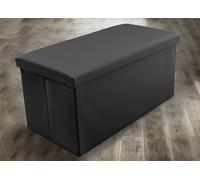 Home Republic Faux Leather Foldable Storage Ottoman in Black | Size: Large Home Republic Black Large