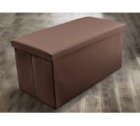 Home Republic Faux Leather Foldable Storage Ottoman in Brown | Size: Medium Home Republic Brown Medium