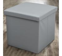 Home Republic Faux Leather Foldable Storage Ottoman in Grey | Size: Large Home Republic Grey Large
