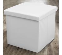 Home Republic Faux Leather Foldable Storage Ottoman in White | Size: Large Home Republic White Large