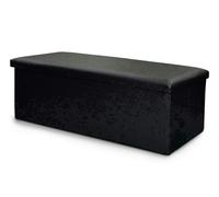 Home Republic Faux Leather Storage Ottoman - 110cm x 38cm Foldable - Black