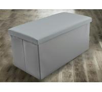 Home Republic Faux Leather Storage Ottoman - 110cm x 38cm Foldable - Grey