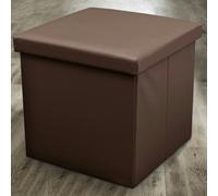 Home Republic Faux Leather Storage Ottoman - 38cm X 38cm Foldable - Brown