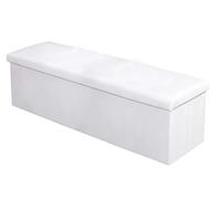 Faux Leather Foldable Storage Ottoman Home Republic White Medium