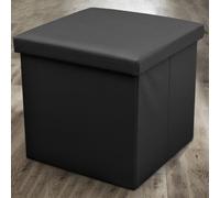 Home Republic Faux Leather Storage Ottoman - One Seater Black