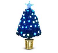 Home Republic Fibre Optic Christmas Tree with Multi-Colour LED Lights & Star Topper - Pre-Lit Artificial Xmas Tree, Realistic Green Branches, Easy Assembly, Indoor Holiday Decoration - 3ft