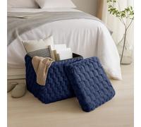 Home Republic Navy Chunky Popcorn Faux Rabbit Fur Storage Ottoman 38Cm X 38Cm