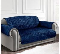 Home Republic Navy Crushed Velvet Sofa Protector Three Seater