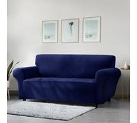 Home Republic Navy Faux Mink Stretch Fitted Sofa Cover Three Seater
