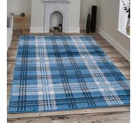Home Republic Navy Tartan Check Rug Low Pile 120Cm X 170Cm