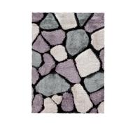 Home Republic Pebble Stepping 3D Stones Textured Carpet Yoga Fluffy Rug with Anti-Skid Backing Bedroom Living Dining Room (Mauve, 60 x 110cms)