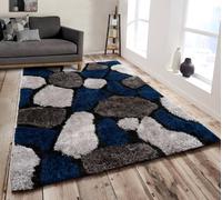Home Republic Pebbles Shaggy Rug Long Pile in Navy | Size: 200 cm x 290 cm Home Republic Navy 200 cm x 290 cm