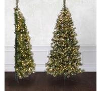 Home Republic Pre-Lit Corner Half Christmas Tree - Space-Saving Wall Design with Snow-Tipped Branches & Warm White LED Lights, Realistic Mixed PVC, Easy Assembly & Foldable Base (6ft)