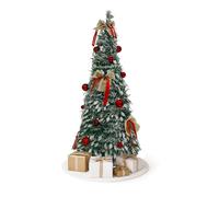 Home Republic Pre-Lit Fully Decorated Christmas Tree with Red Baubles & Bows, Snow Flocked Artificial Pine with Warm White LED Lights, Frosted Xmas Tree for Festive Home Décor - 150cm, 5ft