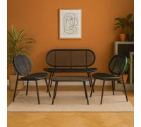 Home Republic Rattan Garden Set With Sofa, Chairs And Table Black 4 Piece