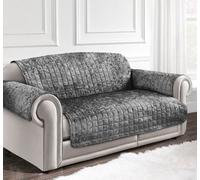 Home Republic Silver Crushed Velvet Sofa Protector Three Seater