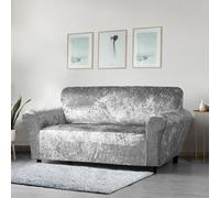 Home Republic Silver Crushed Velvet Stretch Fitted Sofa Cover One Seater