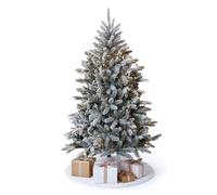Home Republic Snow Flocked Pre-Lit Artificial Christmas Tree with Warm White LED Lights, Realistic Frosted Pine Branches, Easy Assembly, Indoor Xmas Decoration - 3ft