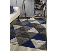 Home Republic Vision Geometric Carved Rug in Navy | Size: 60 cm x 100 cm Home Republic Navy 60 cm x 100 cm