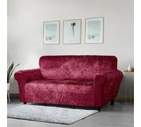 Home Republic Wine Crushed Velvet Stretch Fitted Sofa Cover Three Seater
